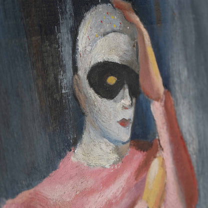Vintage Oil Painting of Harlequin, New York, 1940's