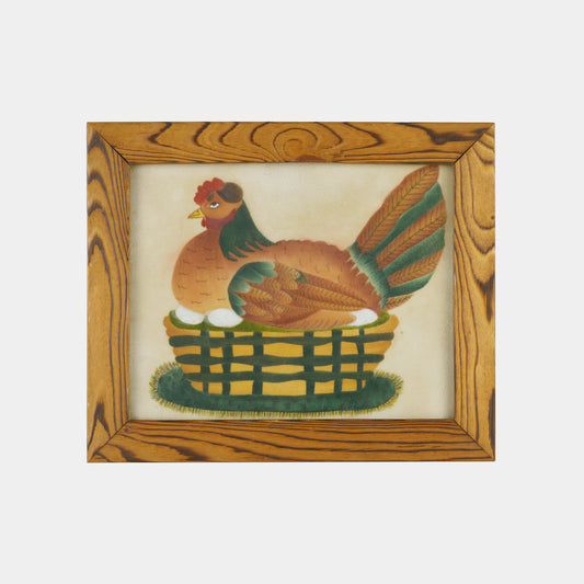 Vintage Theorem Stencil Painting of Hen