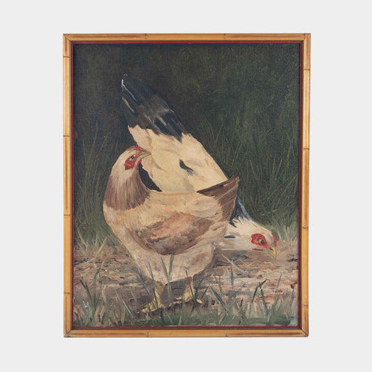 Vintage Painting of Chickens