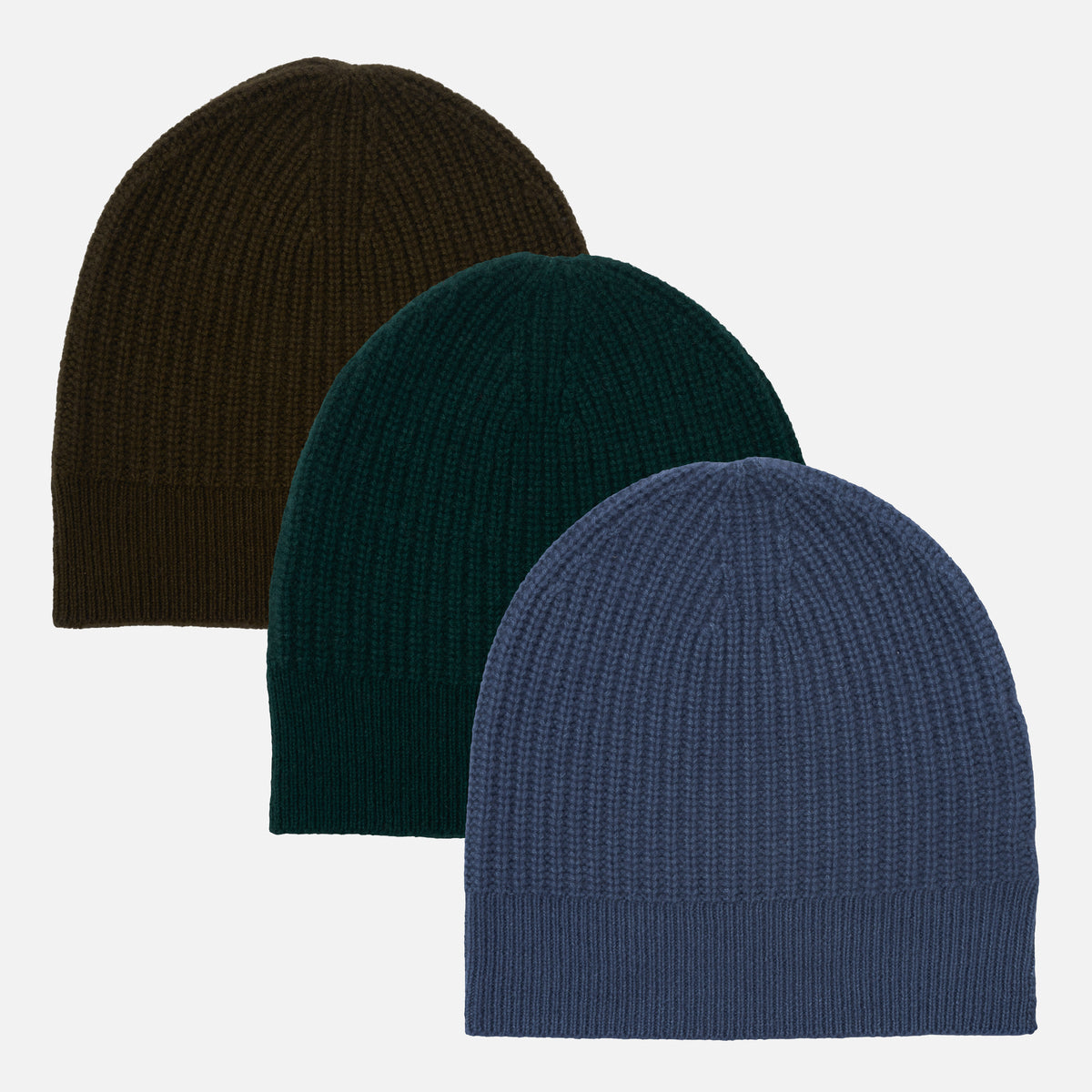 Himalayan Cashmere Fisherman Ribbed Beanie — Sea Palette