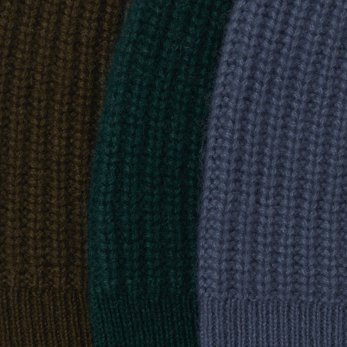 Himalayan Cashmere Fisherman Ribbed Beanie — Sea Palette