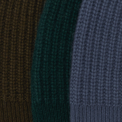 Himalayan Cashmere Fisherman Ribbed Beanie — Sea Palette