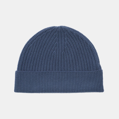 Himalayan Cashmere Fisherman Ribbed Beanie — Sea Palette