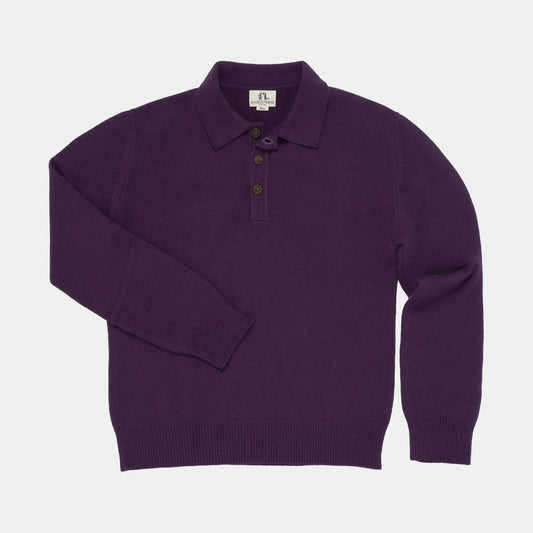 Himalayan Cashmere Rugby Sweater in Aubergine