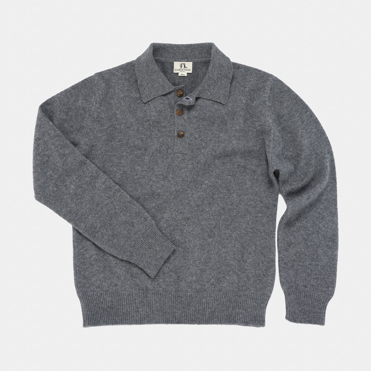 Himalayan Cashmere Rugby Sweater in Heather Grey