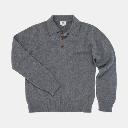 Himalayan Cashmere Rugby Sweater in Heather Grey