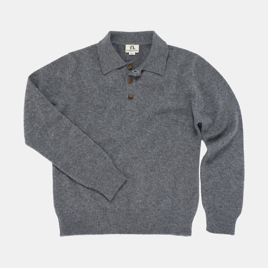 Himalayan Cashmere Rugby Sweater in Heather Grey