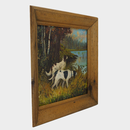 Vintage Painting of Hunting Dogs, 1940s