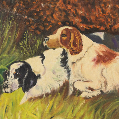 Vintage Painting Study of Hunting Dogs, 1940s