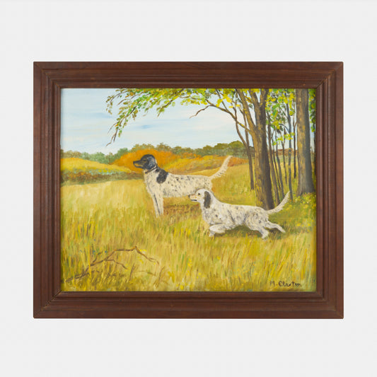 Vintage Painting with Hunting Dogs, 1940s