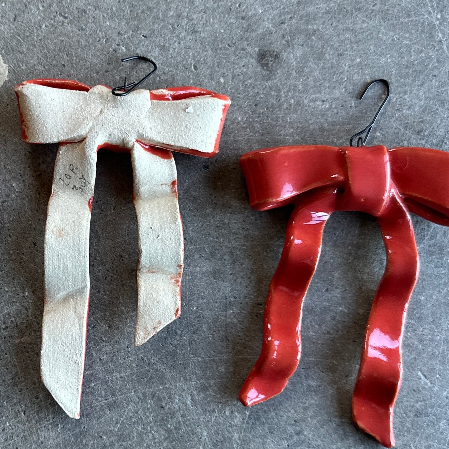 Handmade Ceramic Bow Ornaments