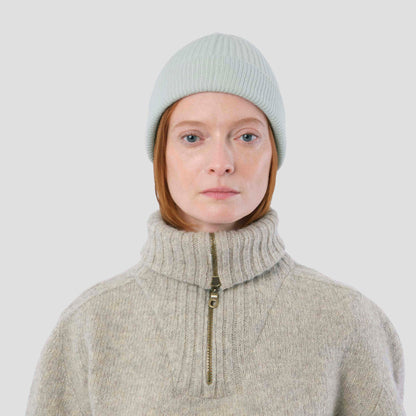Himalayan Cashmere Fisherman Ribbed Beanie - Marine Palette