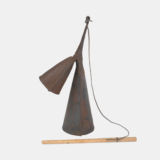 Vintage Forged Iron African Double Bell, 1970s