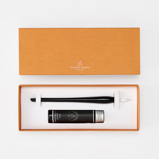 Jacques Herbin Murano Black Glass Pen Gift Set