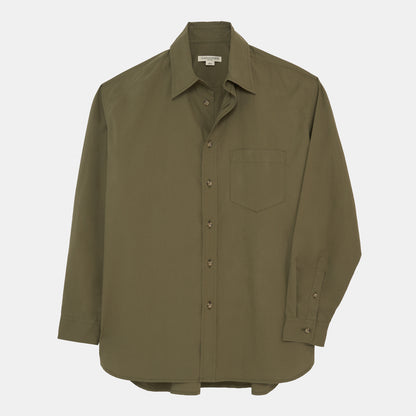 Japanese Typewriter Cotton Gardening Chemise in Moss