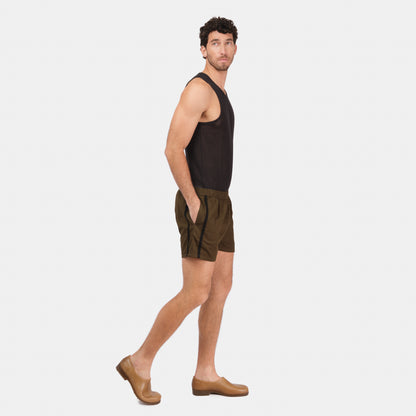 Le Laboureur French Cotton Easy Short in Khaki Green