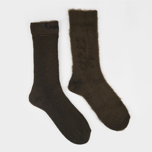 Le Laboureur Reversible Felted Wool Crew Socks