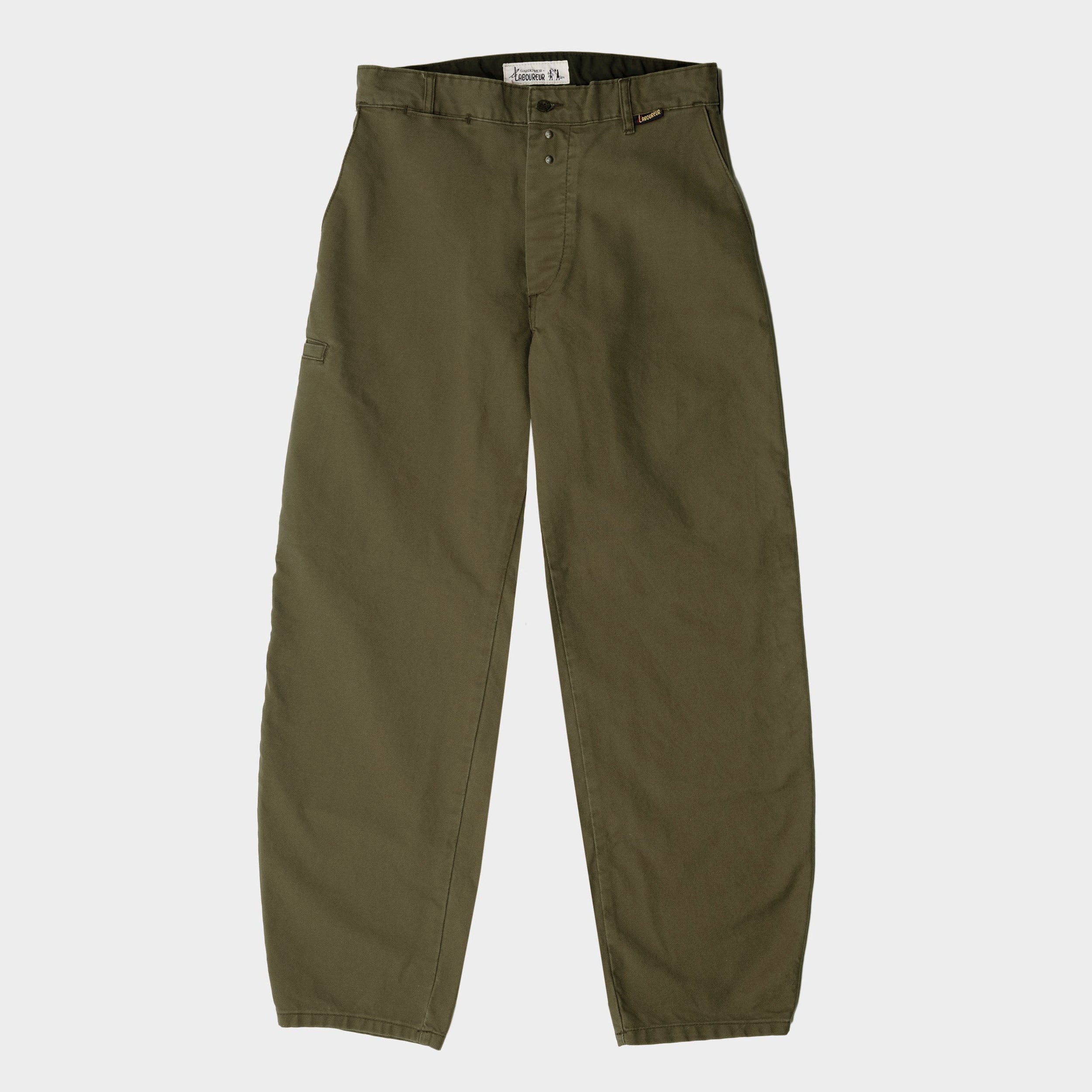 Le Laboureur x Gardenheir French Cotton Farm Pant in Stonewashed Olive
