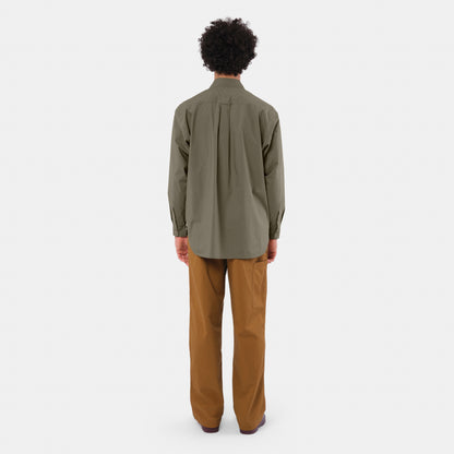 Japanese Typewriter Cotton Gardening Chemise in Moss