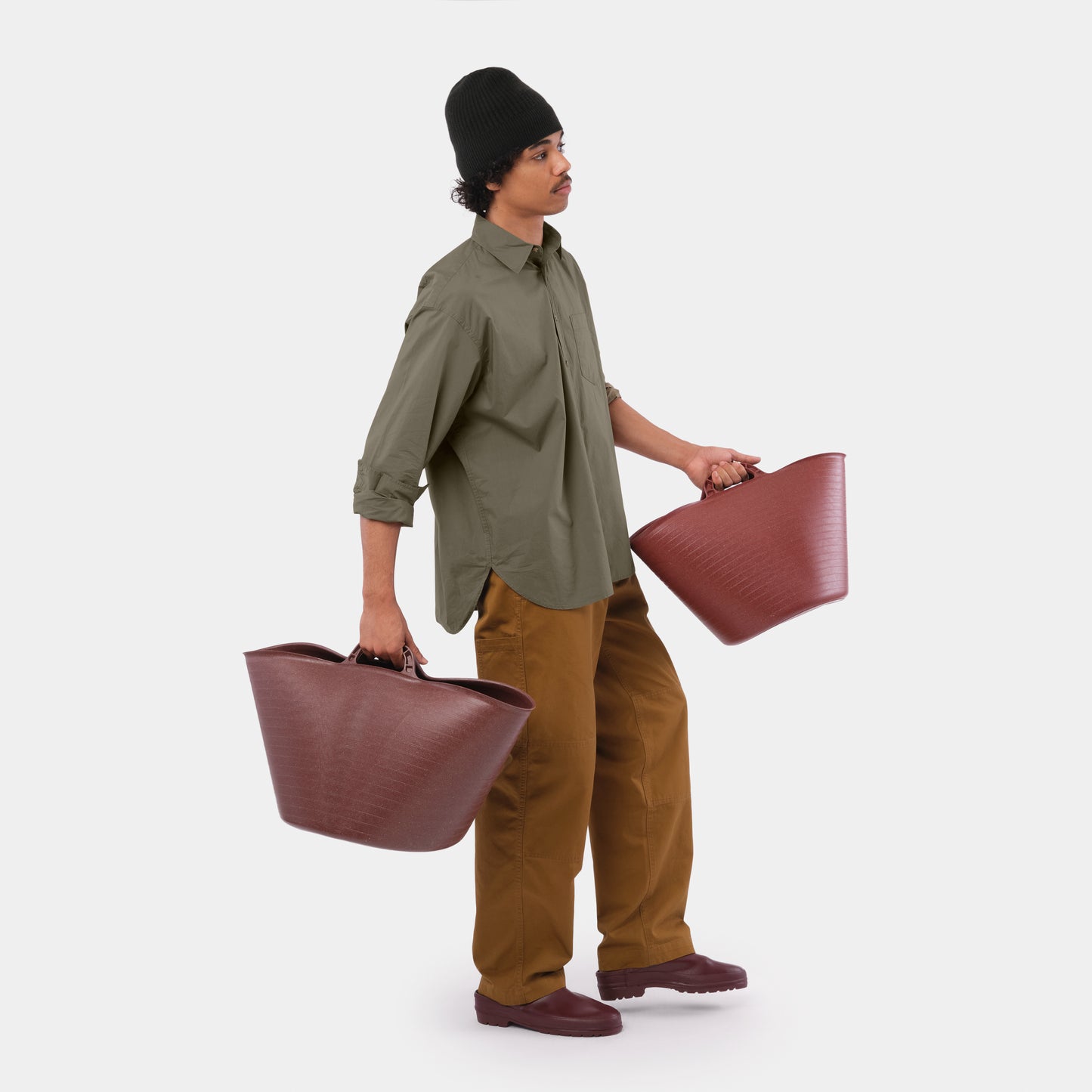 Japanese Typewriter Cotton Gardening Chemise in Moss