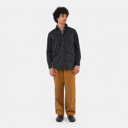Organic Cotton Moleskin Chore Shirt in Stonewashed Black