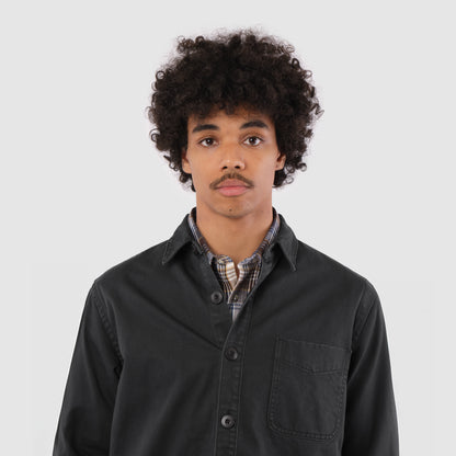 Organic Cotton Moleskin Chore Shirt in Stonewashed Black