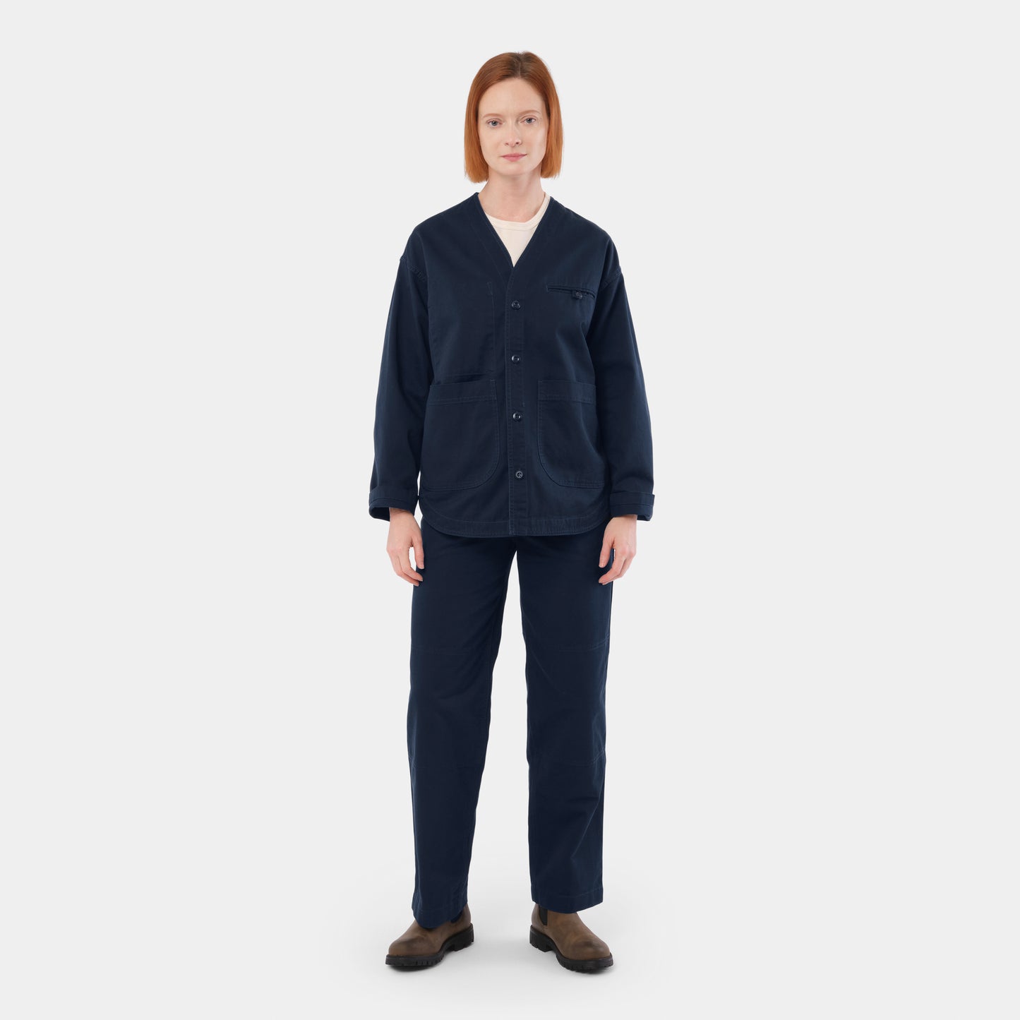 Washed Cotton Twill Easy Gardening Jacket in Indigo