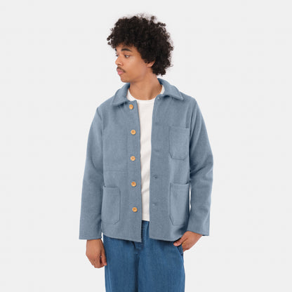 Le Laboureur French Wool Field Coat in Horizon Blue