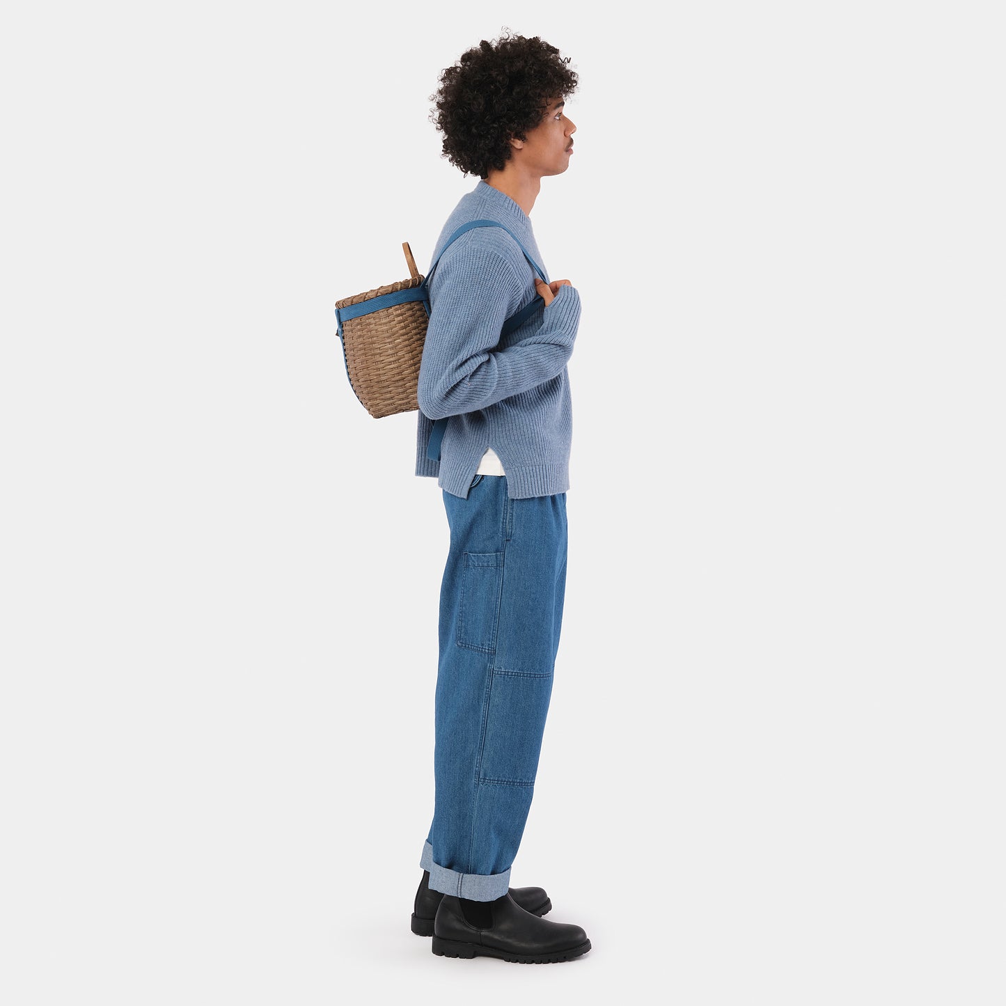 Merino Wool Ridge Knit Sweater with Thumb Holes