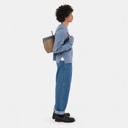 Merino Wool Ridge Knit Sweater with Thumb Holes