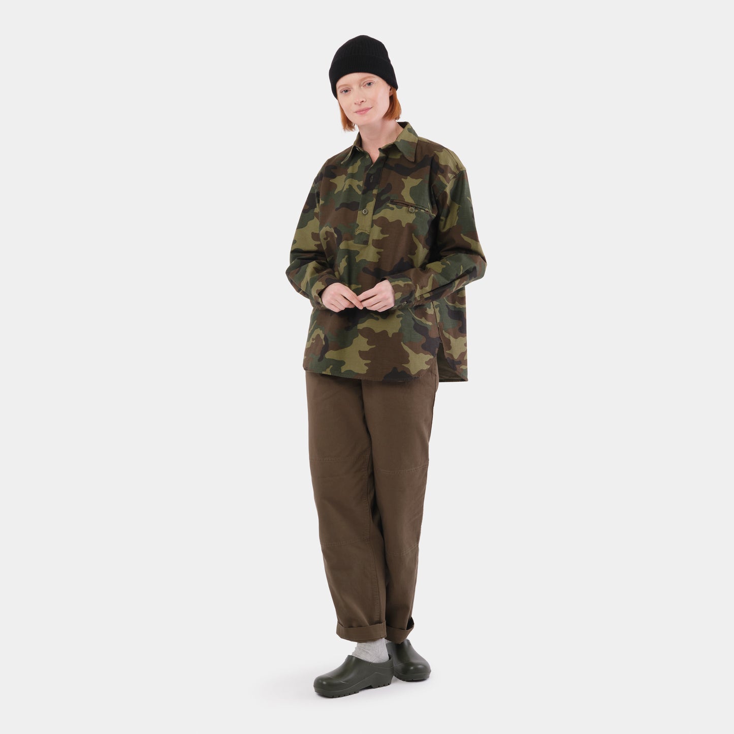 Japanese Cotton Twill Gardening Smock No. 2 in Classic Camo
