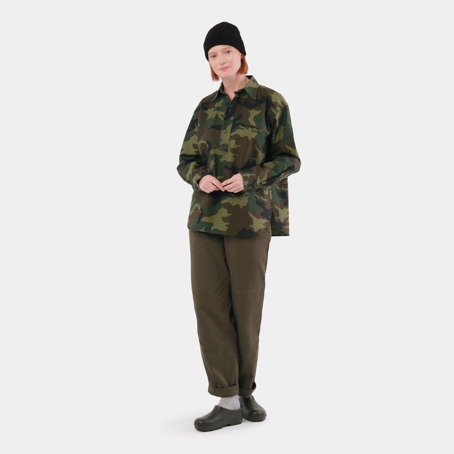 Japanese Cotton Twill Gardening Smock No. 2 in Classic Camo