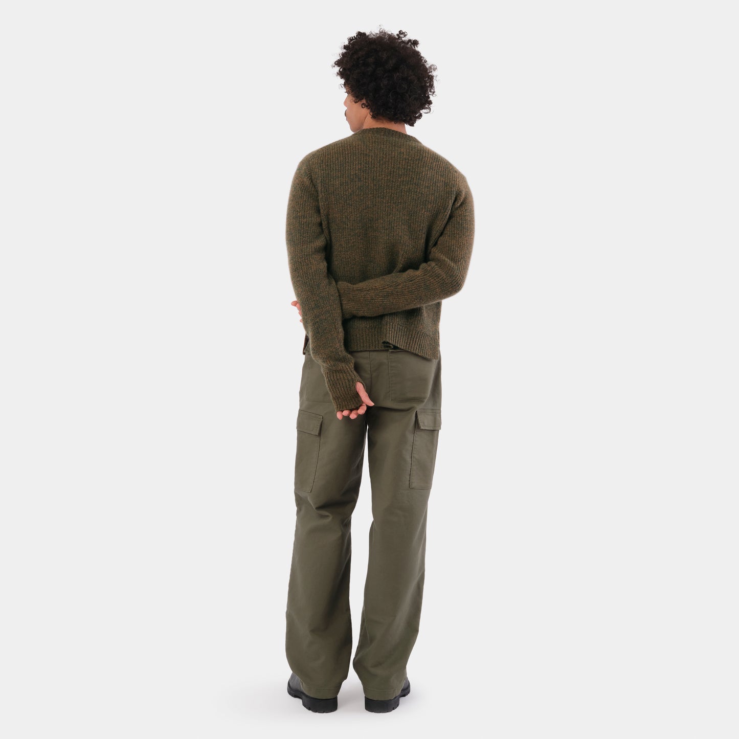 Merino Wool Ridge Knit Sweater with Thumb Holes