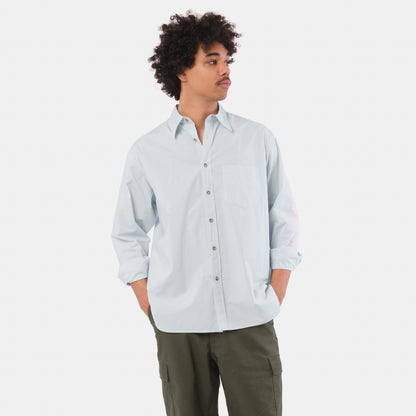 Japanese Typewriter Cotton Gardening Chemise in Oxford Blue