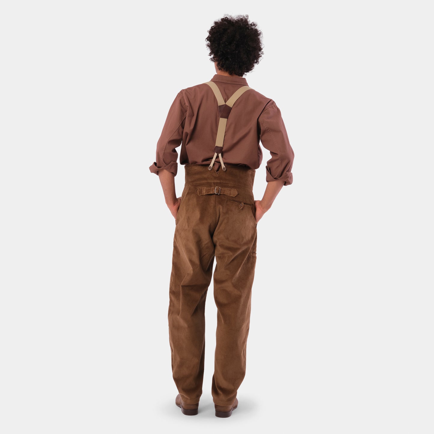 Le Laboureur Corduroy French Farm Pant with Braces in Hazelnut