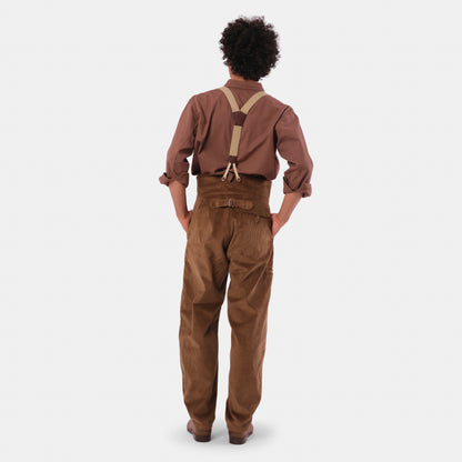 Le Laboureur Corduroy French Farm Pant with Braces in Hazelnut