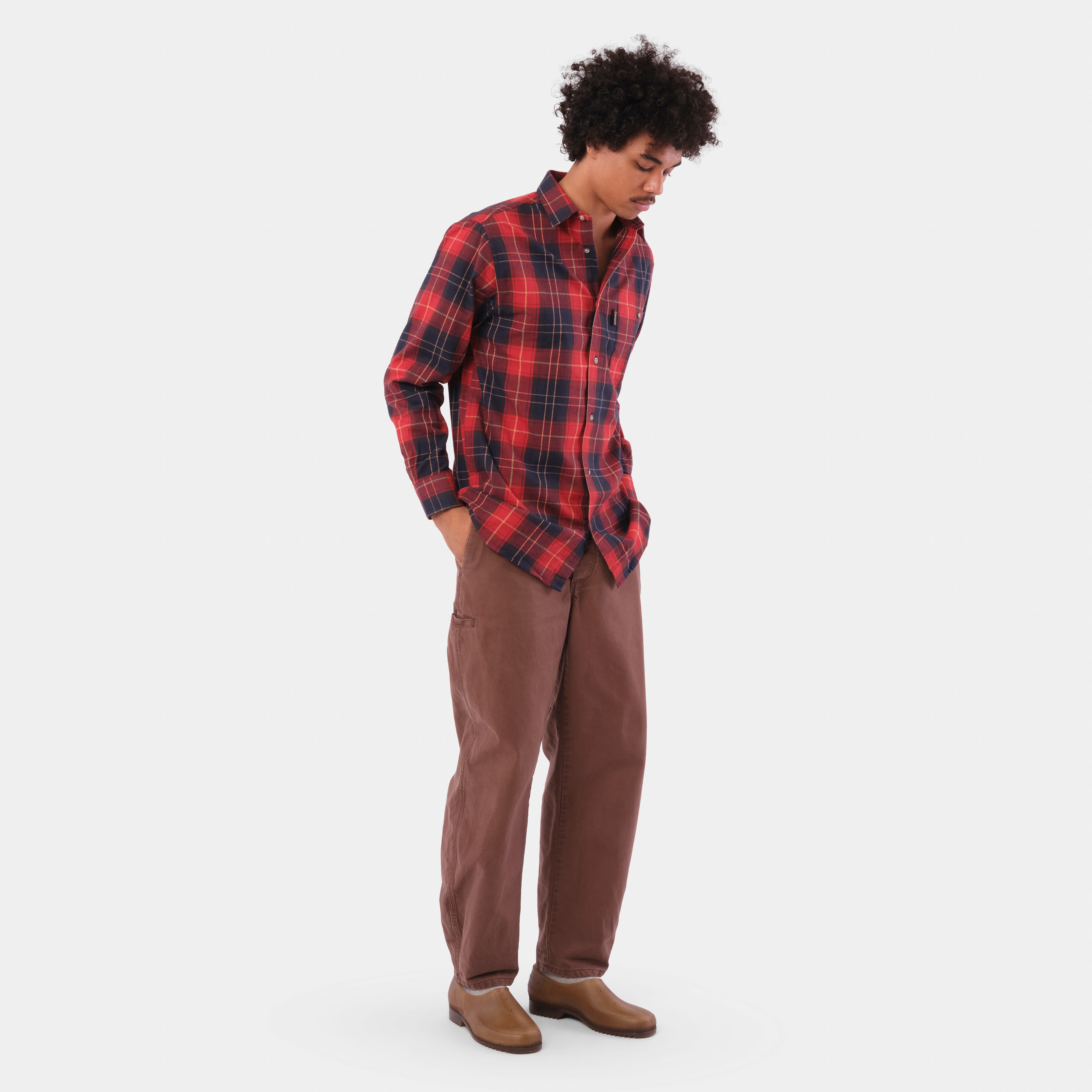 Le Laboureur French Flannel Long Work Shirt in Red – Gardenheir