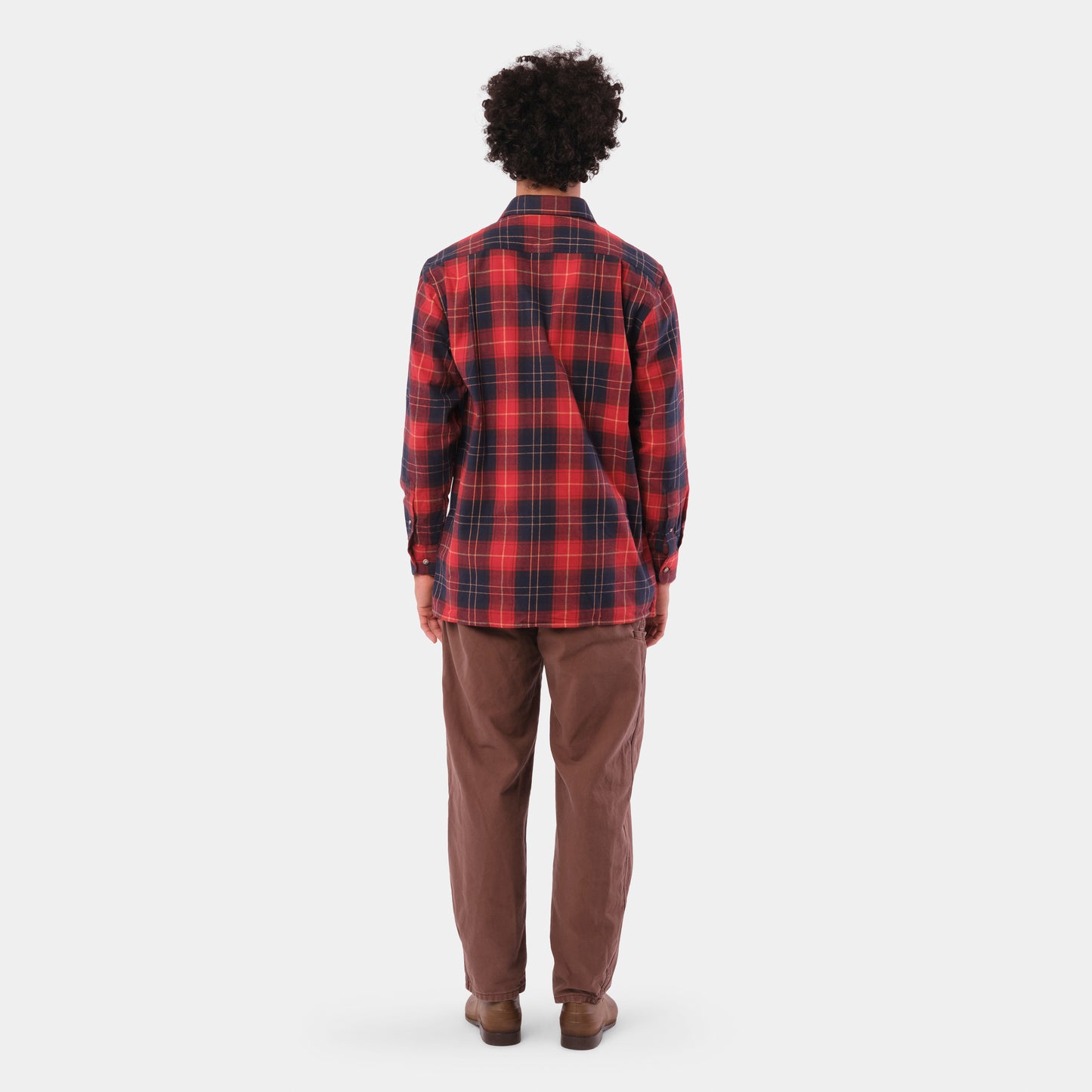 Le Laboureur French Flannel Long Work Shirt in Red