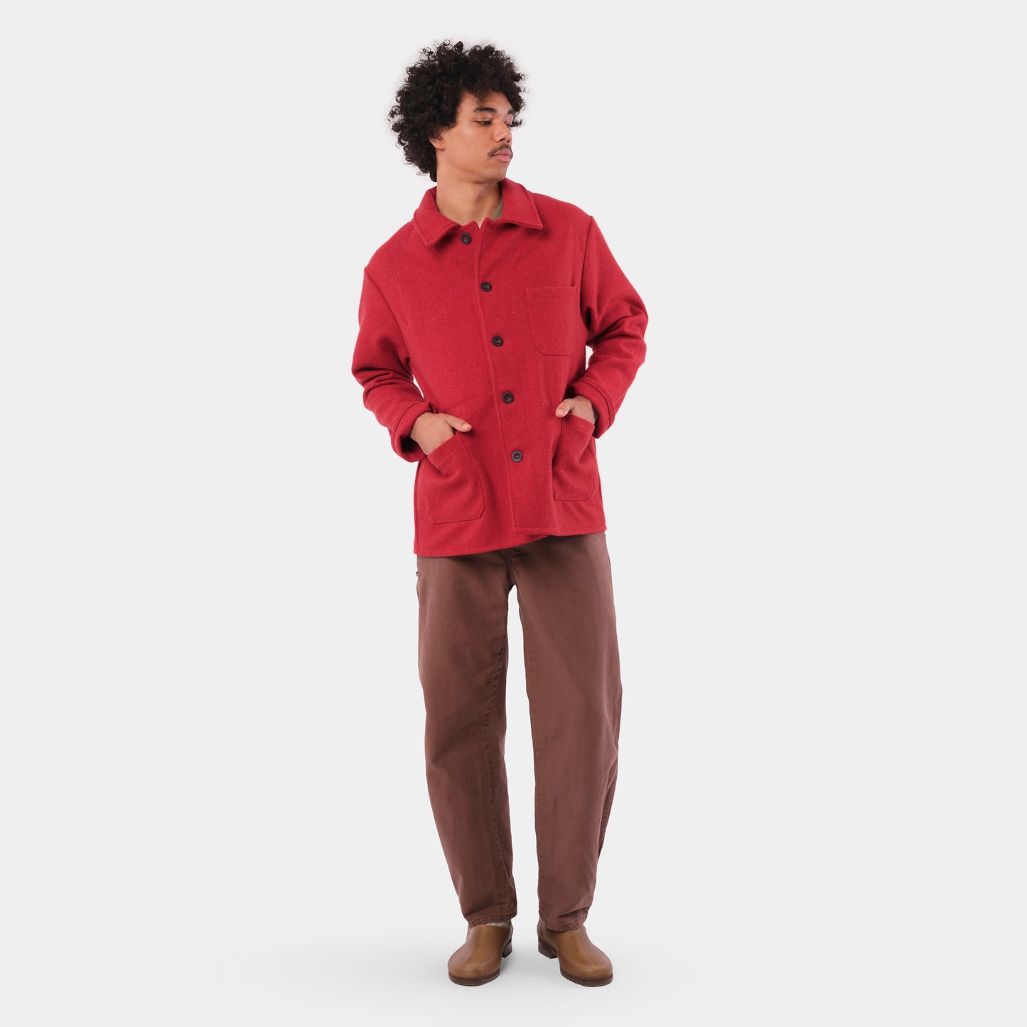 Le Laboureur French Wool Field Coat in Red