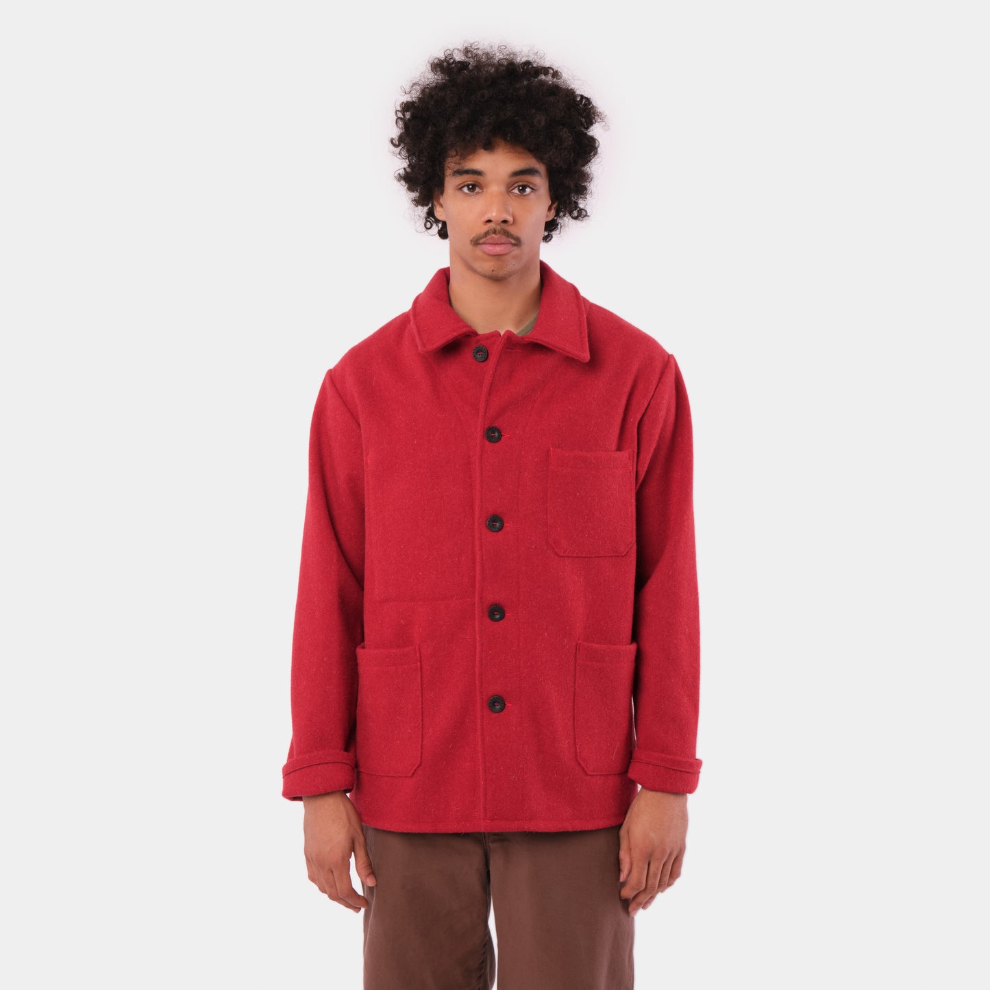Le Laboureur French Wool Field Coat in Red