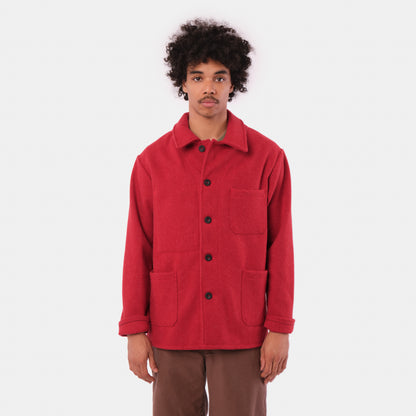 Le Laboureur French Wool Field Coat in Red