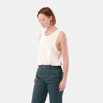Cotton Mesh Tank Top in Alabaster