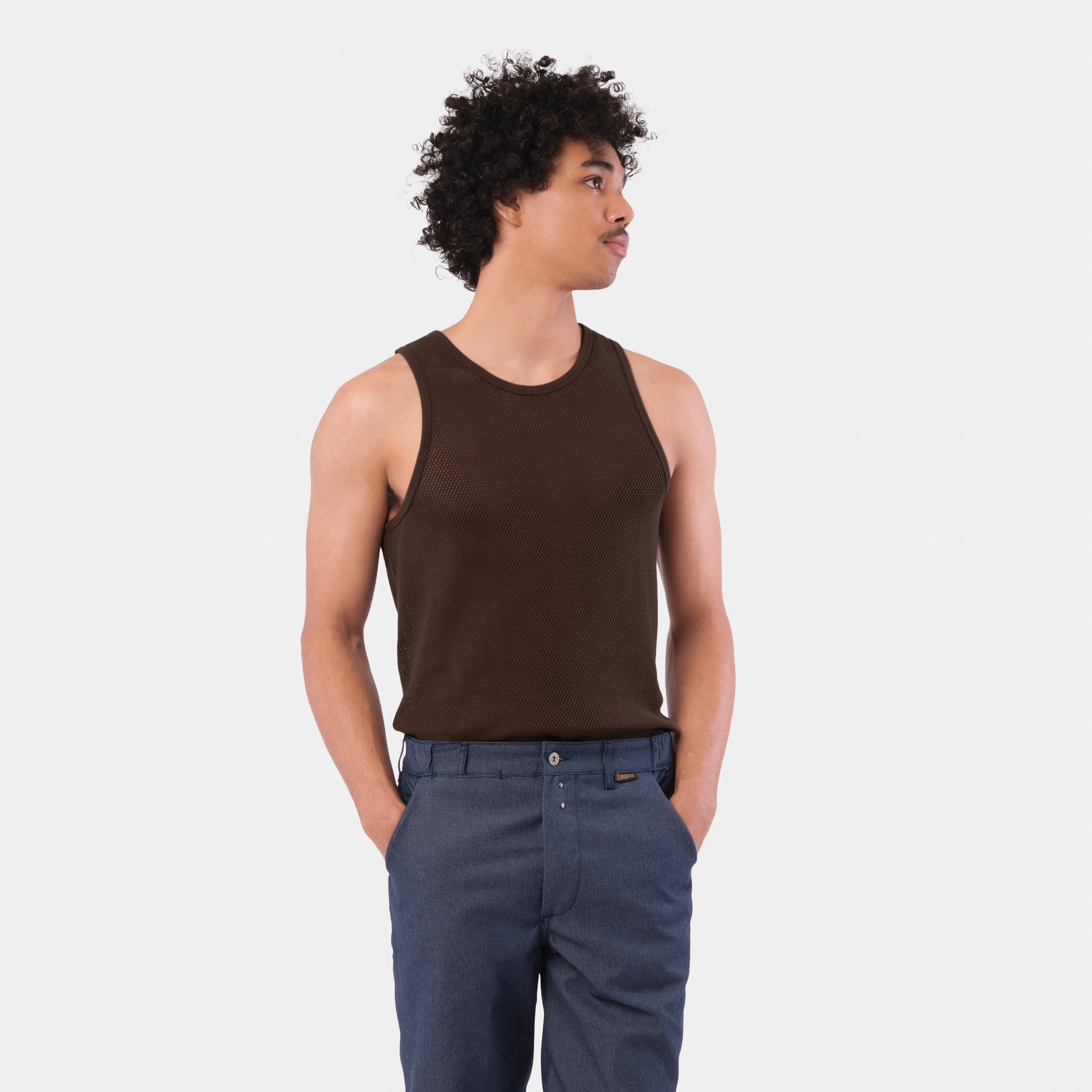 Cotton Mesh Tank Top in Walnut – Gardenheir