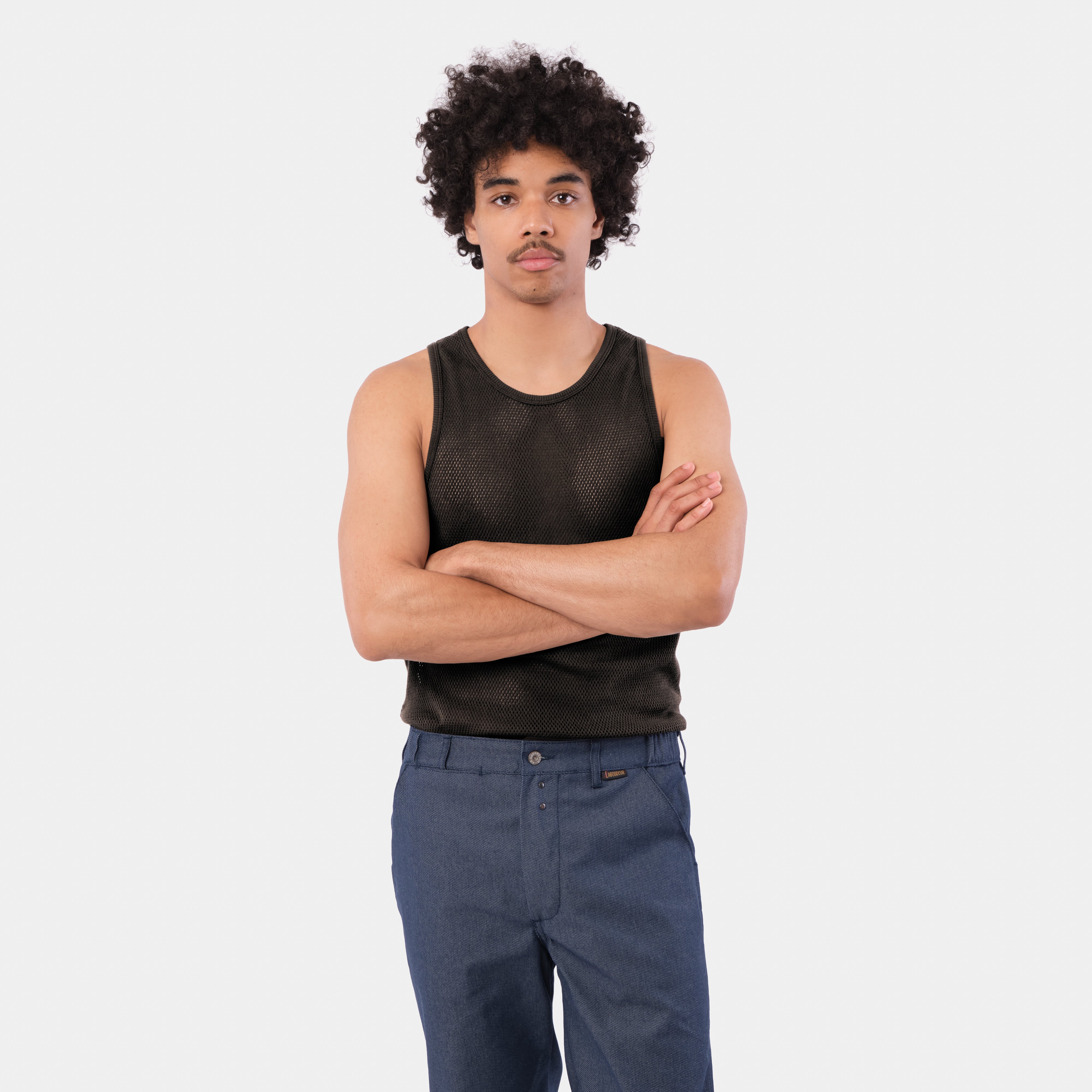 Cotton Mesh Tank Top in Black – Gardenheir