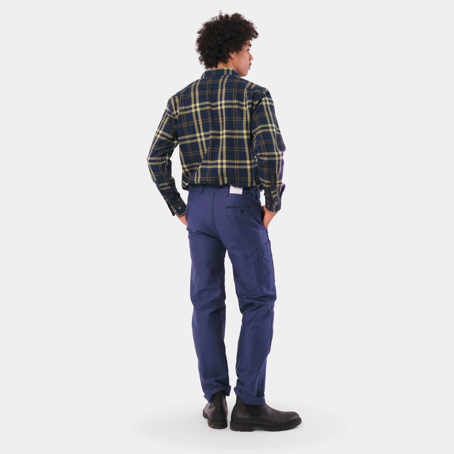 Le Laboureur French Flannel Long Work Shirt in Blue