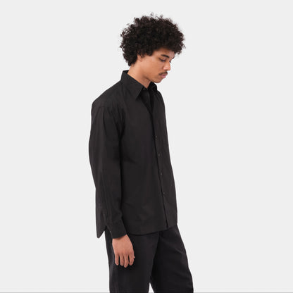 Japanese Typewriter Cotton Gardening Chemise in Black