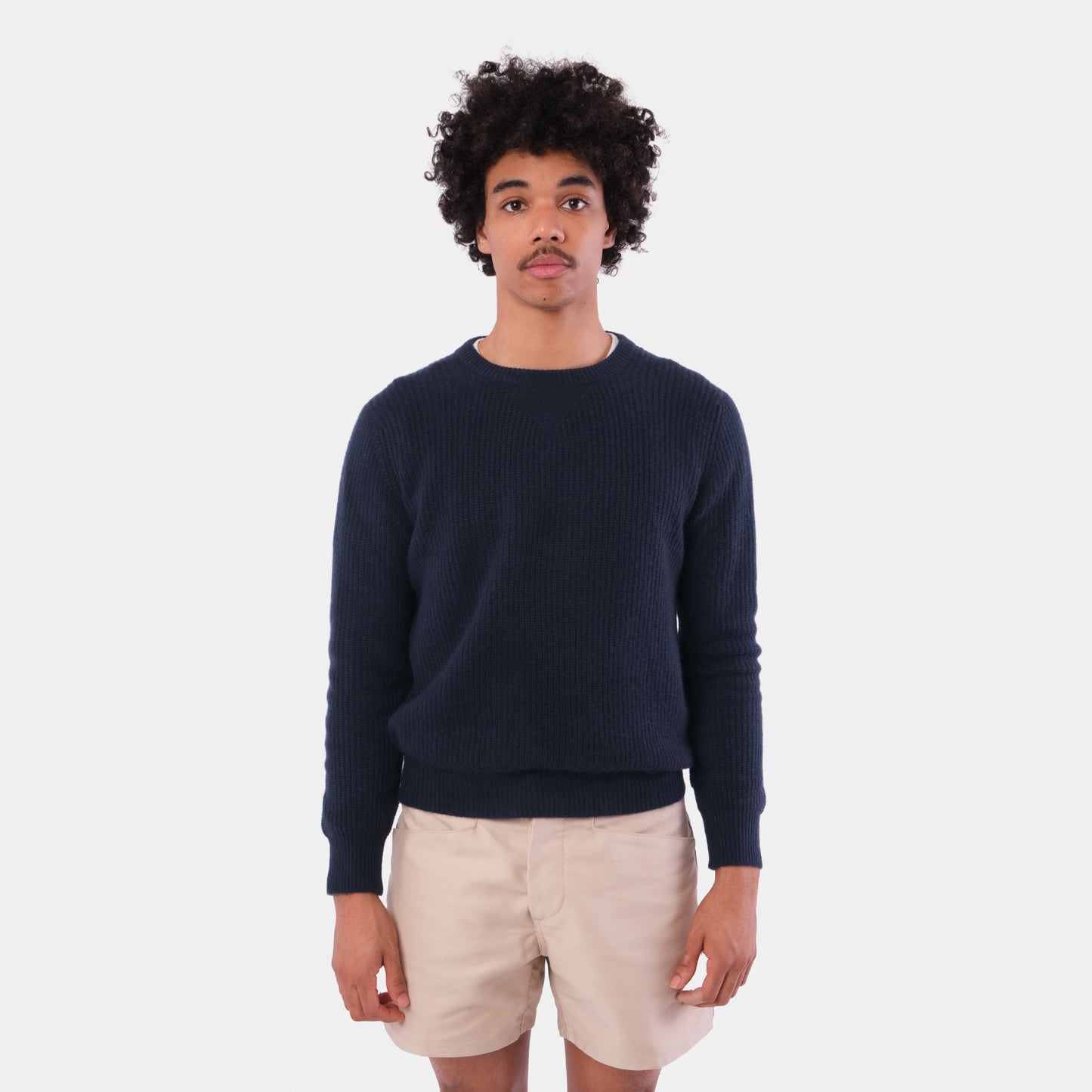 Himalayan Cashmere Shaker Stitch Crewneck Sweater