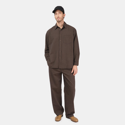 Gingham Seersucker Relaxed Pant in Brown Field Check