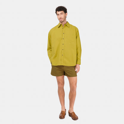 Japanese Typewriter Cotton Gardening Chemise in Chartreuse