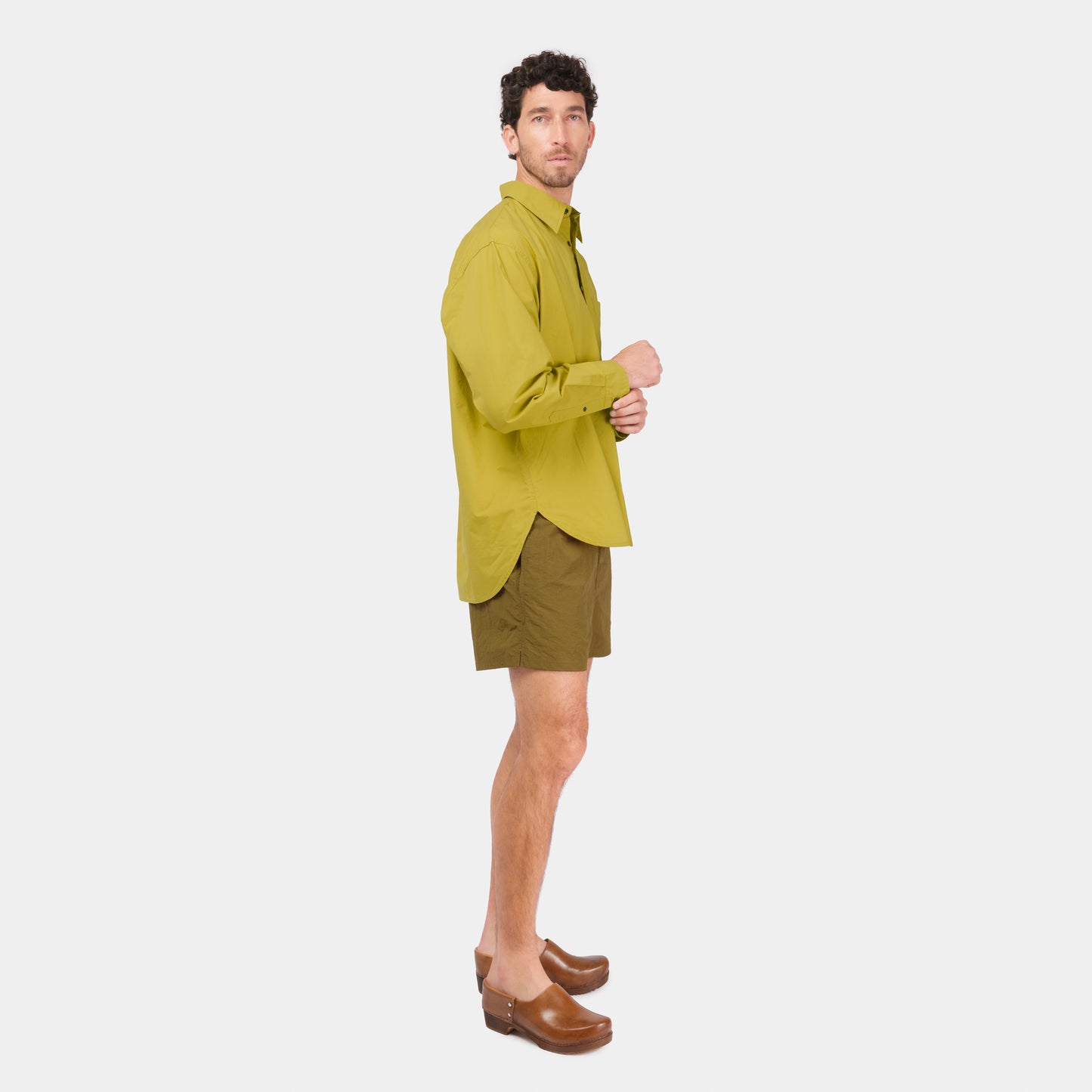 French Leather Clogs in Cognac